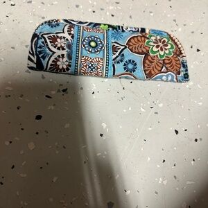 Vera Bradley Bali Blue Small Eyeglass Case in Aqua and Brown